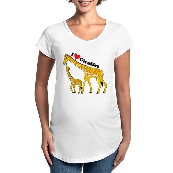 CafePress - I Love Giraffes Maternity T Shirt - Cotton Maternity T-shirt, Cute & Funny Pregnancy Tee
