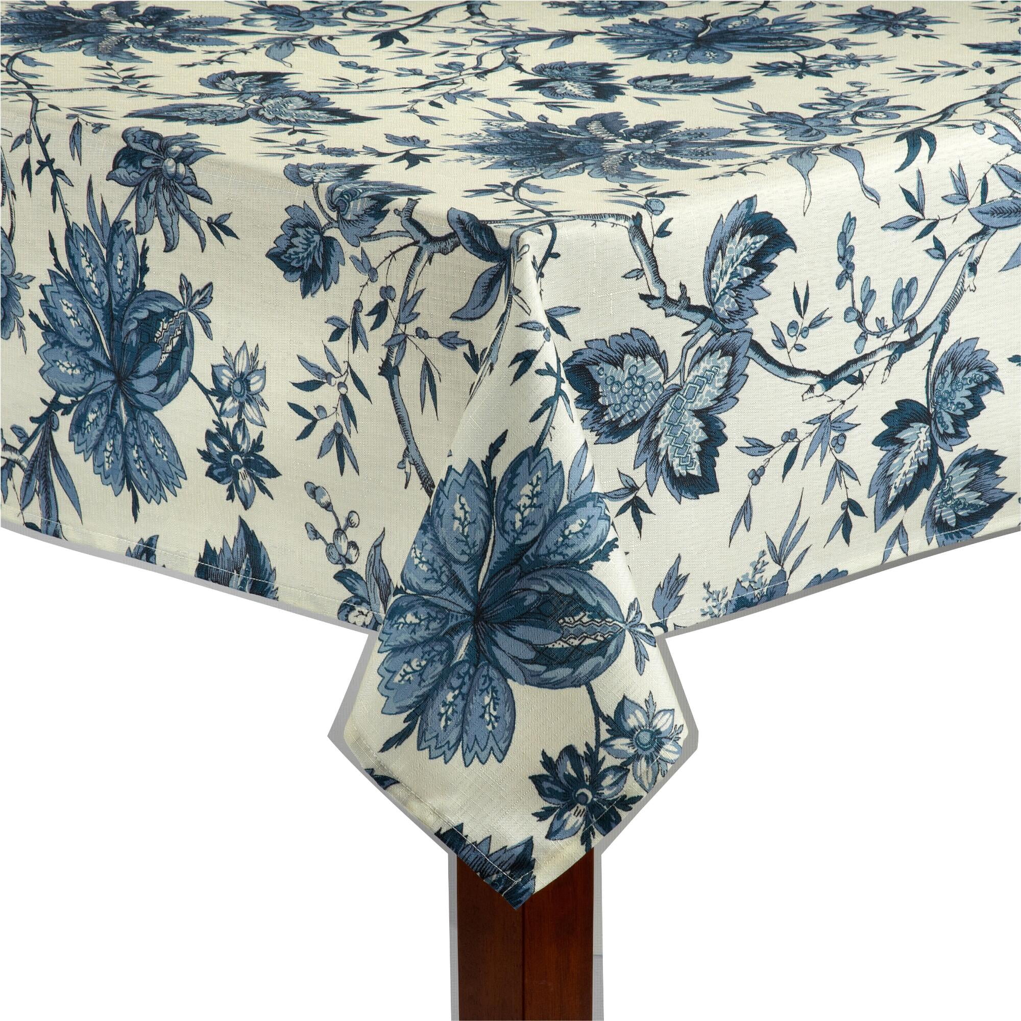 Waverly Felicite Blue Floral Fabric Tablecloth 60 x 120 Rectangle