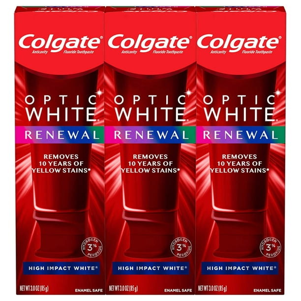 Colgate Optic White Renewal Teeth Whitening Toothpaste, High Impact