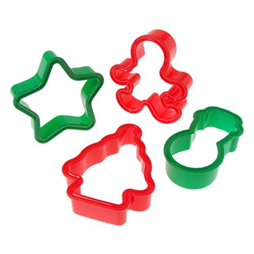 Lot Of 4 Assorted Christmas Design Hard Plastic Cookie Cutters 3.5