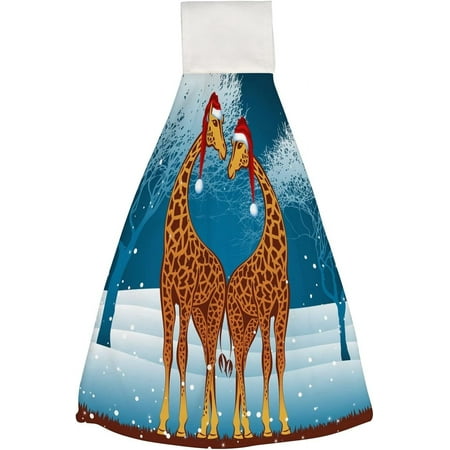 

1 Pcs Hanging Towels Dish Towels Deer Couples Absorbent Hand Towels with Hanging Loop Washcloth for Bathroom Kitchen