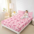 thumbnail image 3 of Manfei Fashion Bow Knot King Sheets,Pink Bowtie Heart Print Bedding,4 Pieces,1 Flat Sheet,1 Fitted Sheet and 2 Pillowcases, 3 of 6