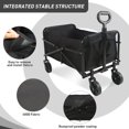 thumbnail image 4 of Meghna Collapsible Wagon Cart Black Foldable 600D Oxford Cloth Portable Folding Wagon Adjustable Handles Beach Garden Outdoor 80L, 4 of 7