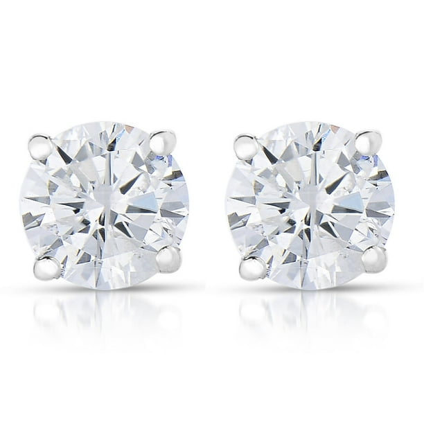 Vir Jewels 1/4 cttw (I2-I3 Clarity, K-M Color) Round Diamond Stud Earrings  14K White Gold