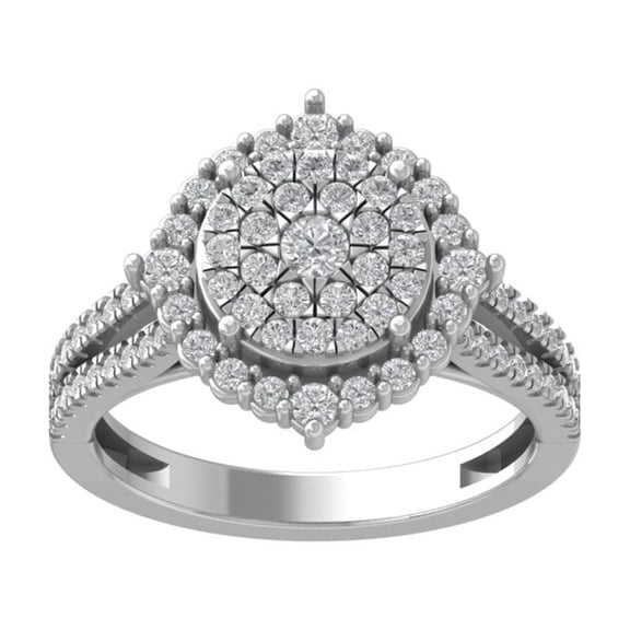 ARAIYA FINE JEWELRY 10K White Gold Lab-Grown Diamond Engagement Ring (1 cttw Round-shape Lab-Grown Diamonds (D-F Color, VS Clarity) Size 7