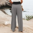 thumbnail image 7 of YUGYXL Womens High Stretch Waist Pants Loose Summer Wide Leg Pants Palazzo Pants Beach Lightweight Trousers with Pockets Gray L, 7 of 7