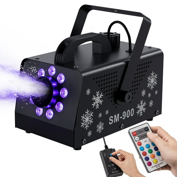 IMONE 900W Snow Machine with 9 Lights Christmas Gift High Output Fake Snow Machine with Remote,Snow Machine Indoor,Outdoor Snow Making Machine,Snow Maker Machine,Snowflake Machine Parade,Party