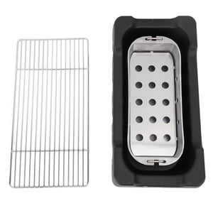Japanese Style BBQ Grill, Charcoal Portable Barbecue Stove, Aluminum Alloy Hibachi Grill Charcoal Stove Yakitori Grill, Rectangle Calligraphy Quick Heating Wire Grill Base for Camp