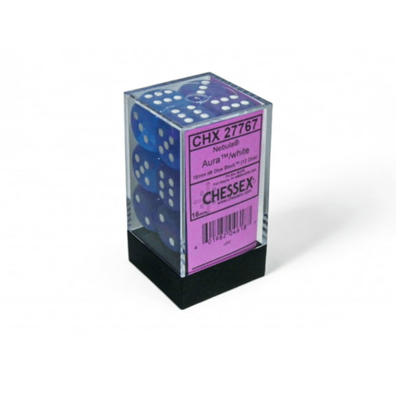 Chessex: Nebula Aura/White 16mm d6 Dice Block (12 Dice)