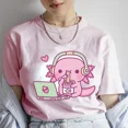 thumbnail image 2 of Ropa de mujer dibujos animados lindo Axolotl ama fideos instantáneos camisetas de Anime camisetas casuales de moda camisetas Vintage de verano para mujer, 2 of 5