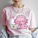 thumbnail image 2 of Ropa de mujer dibujos animados lindo Axolotl ama fideos instantáneos camisetas de Anime camisetas casuales de moda camisetas Vintage de verano para mujer, 2 of 4