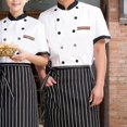 thumbnail image 2 of ENJOYW Unisex Short Sleeves Stand-up Collar Chef Coat Jacket Kitchen Cook Work Top Chef Coat CottonSize Details [Our Size, 2 of 7