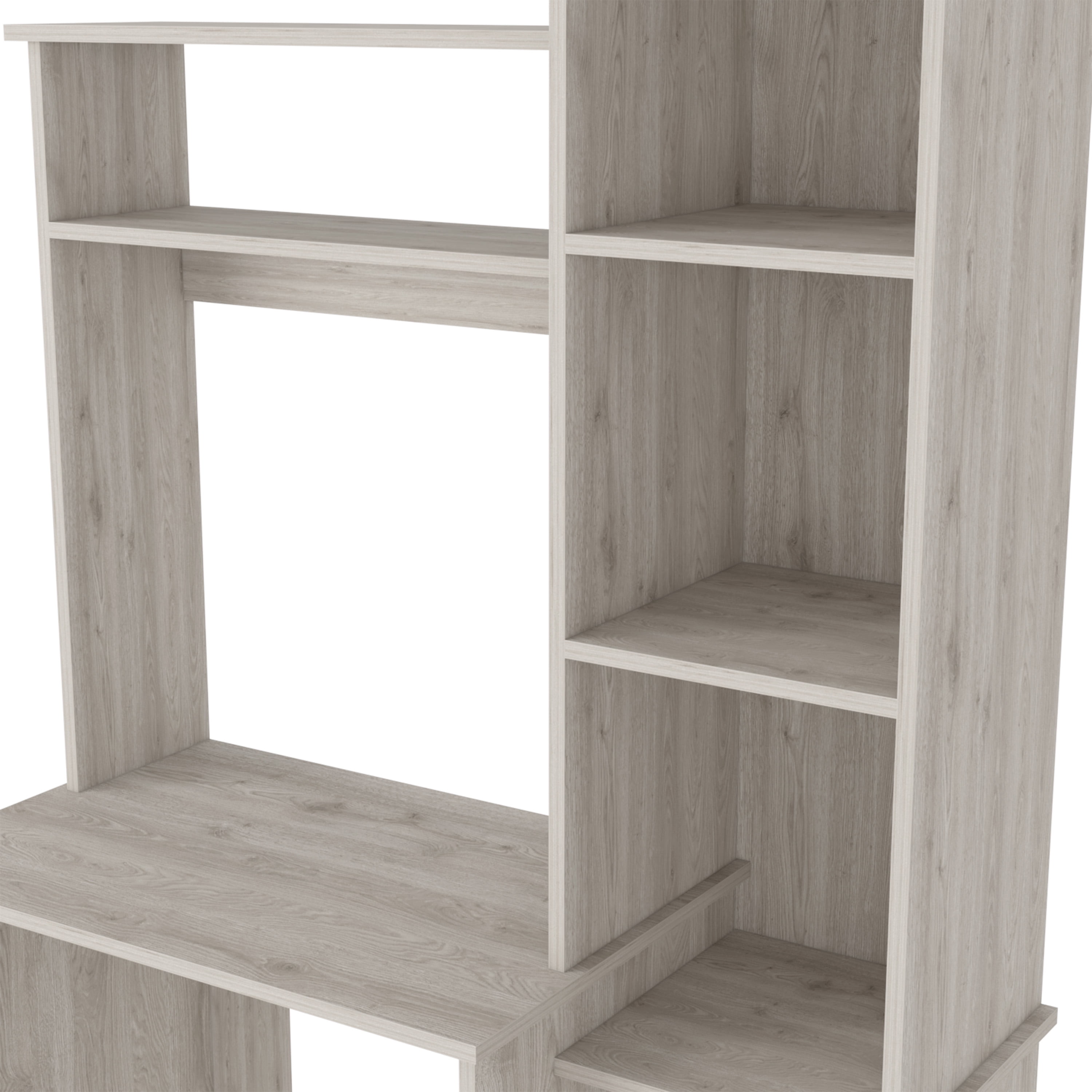 Desk Logan, Five Cubbies, Light Gray Finish