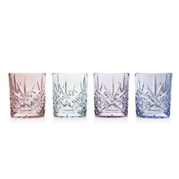 Dublin Blush Assorted Colors NonLeaded Crystal Double Old Fashioned