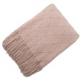 thumbnail image 1 of Manta de punto suave con borla, mantón de siesta de oficina, funda decorativa para sofá, cama, sofá, para viajes, rosa Eigraketly LF000012-05B, 1 of 7