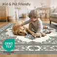 thumbnail image 4 of ODIKA 6'x9' Washable Area Rug Non-Slip, Chair-Friendly, Beige Symmetrical Cream Interlocking Dusty Details Entryway for Dining Room, Under Table, Office Décor, 4 of 7