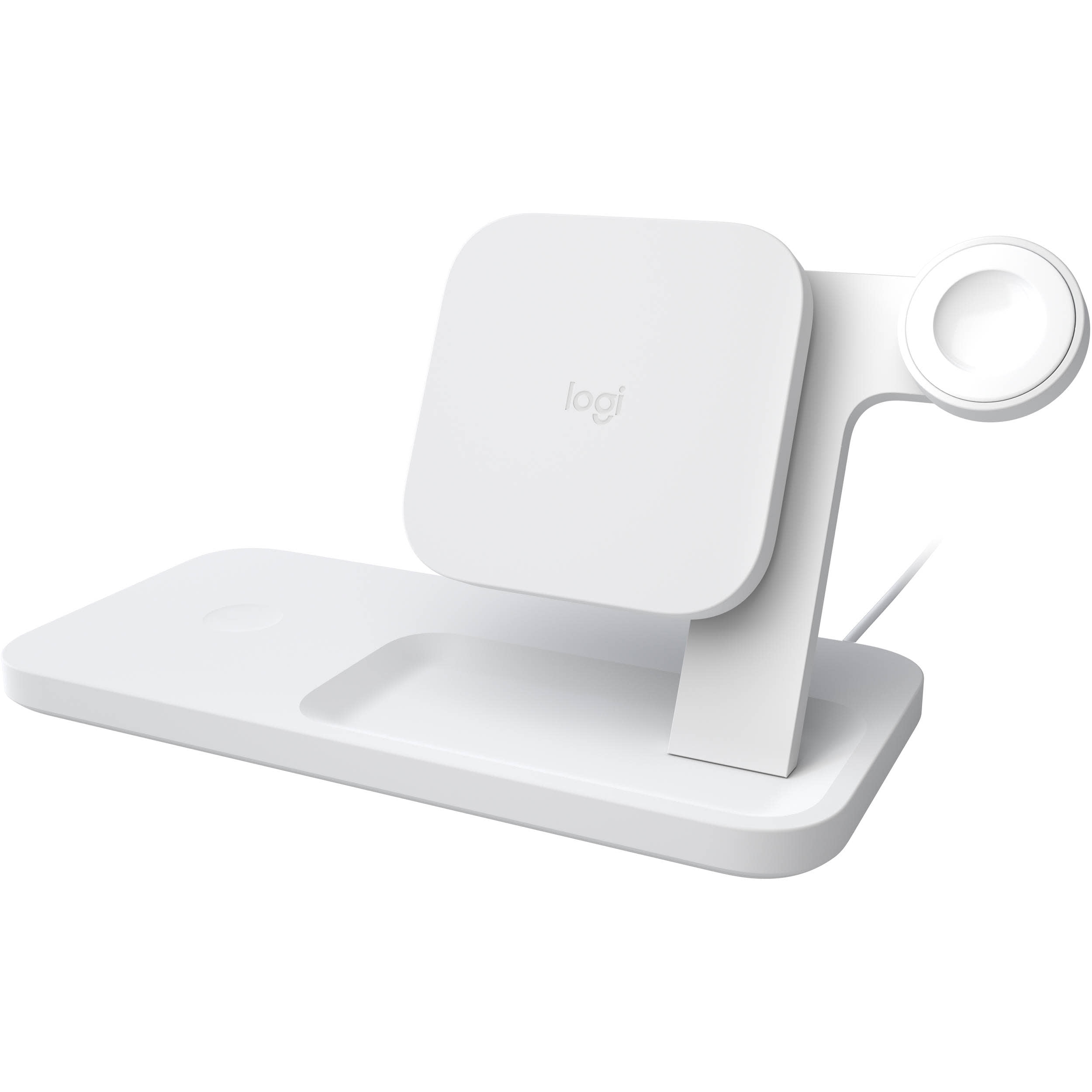 Logitech Powered 3-in-1 Wireless Charging Dock iPhone, and Apple Watch, White -
