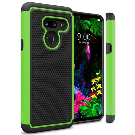 Phone Light - CoverON LG G8 ThinQ Case, HexaGuard Series Hard Phone Cover - Green / Black