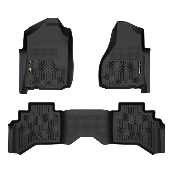 Floor Mats 3PCS Fit for Dodge Ram 1500 Quad Cab 2002-2008/Fit Ram 2500 3500 Quad Cab 2003-2009 All Weather Protection TPE 1st & 2nd Row Floor Liners Black