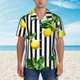 thumbnail image 2 of Balery Lemons on Striped Camisas hawaianas de manga corta para hombre, camisas playeras de corte holgado, camisas de vacaciones con botones,3X-Large, 2 of 7