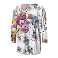 thumbnail image 4 of Hauts Mignons Mode Femme Pâques Imprimé T-shirt Ample Mi-Longueur Manches 3/4 Blouse Col Rond Hauts Décontractés Femmes Hauts Décontractés en Liquidation, 4 of 5