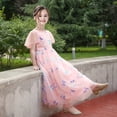 thumbnail image 6 of Flower Girls Dress Tulle Pink Sequin Butterfly Flutter Sleeve Party 10 Years, 6 of 7