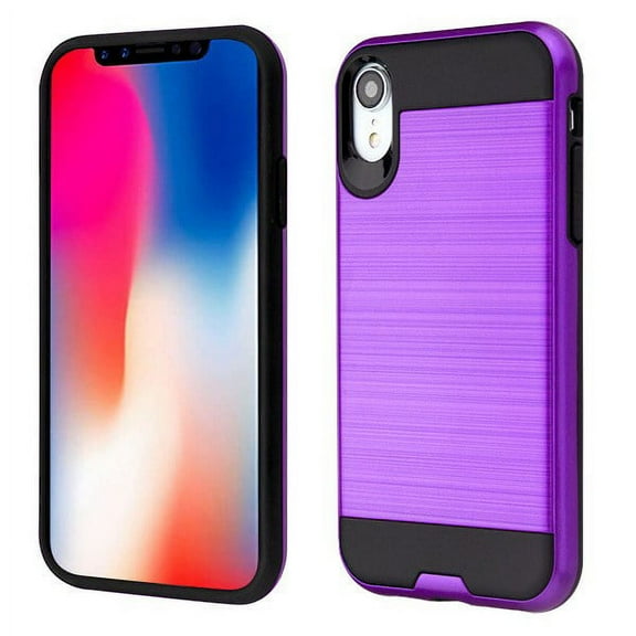 Apple iPhone XR (6.1 Inch) - Phone Case Protective Shockproof Brushed Hybrid Rubber Rugged Cover PURPLE Slim Phone Case for Apple iPhone Xr (6.1")