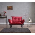 thumbnail image 2 of JINS&VICO Futon Metal Convertible Twin Love Seats with Adjustable Backrest, Red, 2 of 7