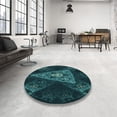 thumbnail image 4 of Ahgly Company Machine Washable Indoor Round Transitional Dark Cyan Green Area Rugs, 4' Round, 4 of 7