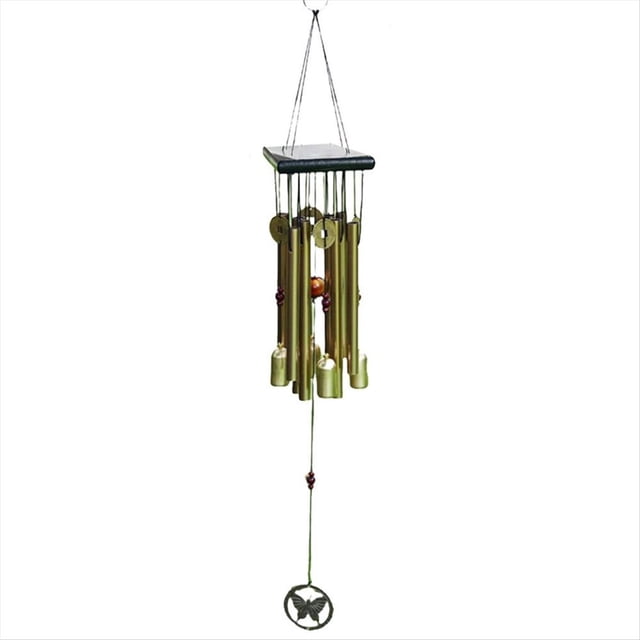 Campana Viento Decorativa 26 Pulgadas, Campanas Viento Madera, Carillones Viento para Exteriores, Melodía, Simpatía, Decoración Jardín, Mariposa Cobre Profunda