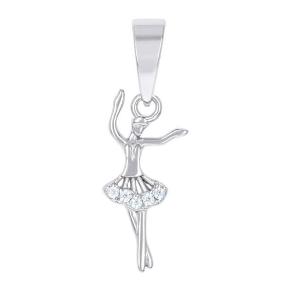 925 Sterling Silver Womens Cubic Zirconia Dancing Ballerina Sports Charm Pendant for Women