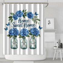 Home Sweet Home Hydrangeas Butterflies 72x84in Shower Curtain,Bathroom Decorative Shower Curtains Set with 12 Hooks,Modern Waterproof Washable Shower Curtain