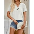 thumbnail image 2 of 2024 Tops for Women Trendy Button V-Neck Casual Short Sleeve, Women's Summer Tops, 2 of 13