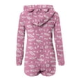 thumbnail image 5 of aohooy Onesie Women Graphic Winter Sherpa Plush Shorts Pajamas Hooded Ears Fleece Zipper Sleepwear Long Sleeve Jumpsuit Purple,L, 5 of 6