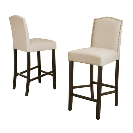 Logo Fabric Bar Stool - Auburn Fabric Backed Barstool, Ivory, Set of 2