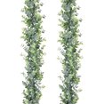 thumbnail image 1 of POWKOL - Guirnalda de eucalipto artificial, 2 unidades, hojas de eucalipto colgantes artificiales, guirnalda verde para decoración de pared, arco de fondo de boda, 1,8 m, protección UV, para, 1 of 6