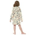 thumbnail image 4 of FORMRS Niños Bathrobe Unisex Hooded Robe Soft Plush Pajamas Sleepwear, Size 10-12T, Beige Leaves Plaid, 4 of 7