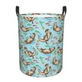 thumbnail image 1 of Balery Cute Otters Cesta de ropa redonda con asas, impermeable, independiente, para ropa, juguetes, dormitorio y familia-Small, 1 of 6