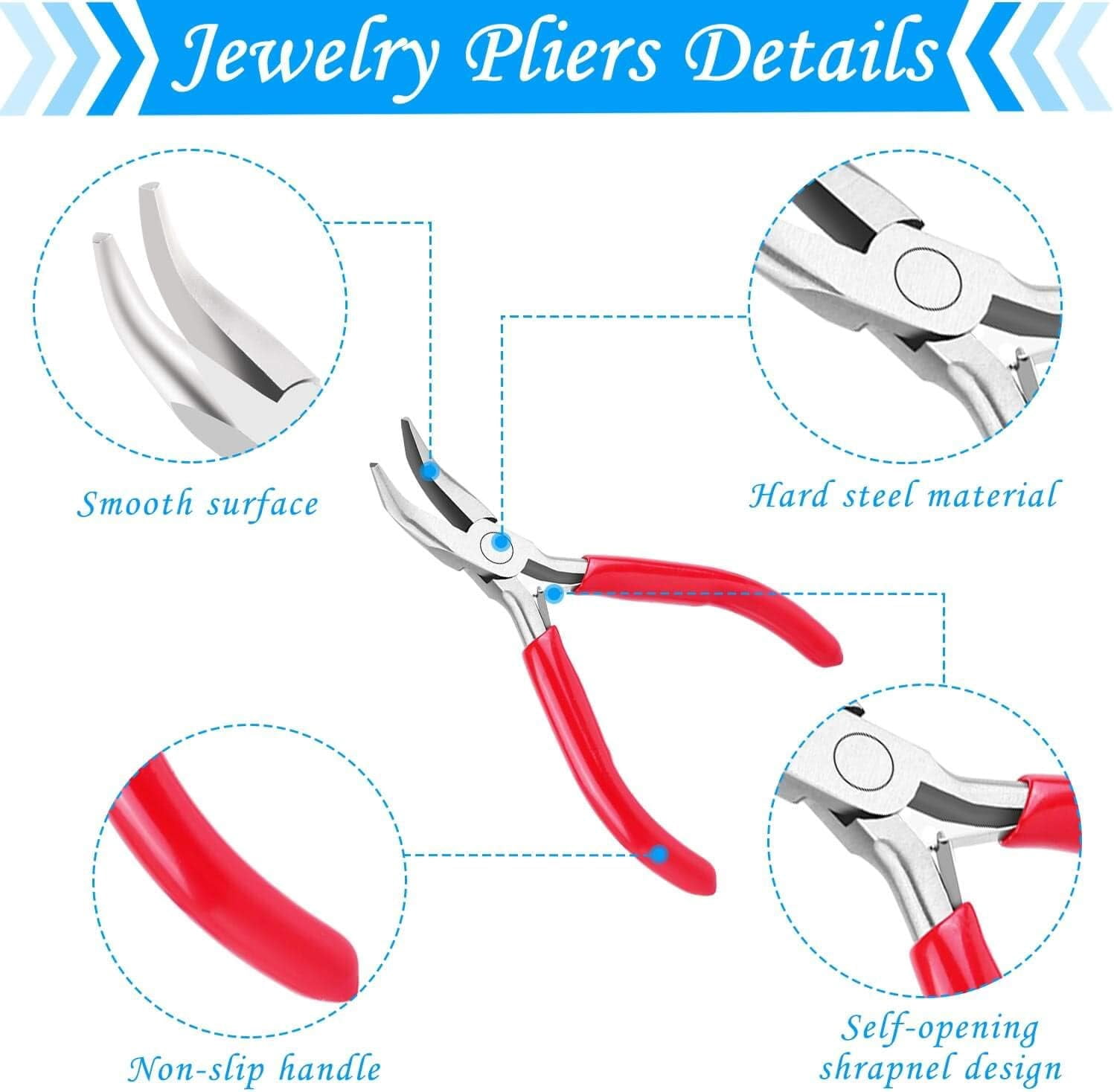 TAETOE Jewelry Making Tools Kit: 8pc Set, Including Needle Round Nose, Wire Cutters, Crimper & End Nippers for Beading & Craft