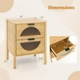 thumbnail image 3 of Costway 1 PCS Bamboo Nightstand with 2 Storage Drawers & Reeded Tempered Glass Fronts Bedroom, 3 of 10