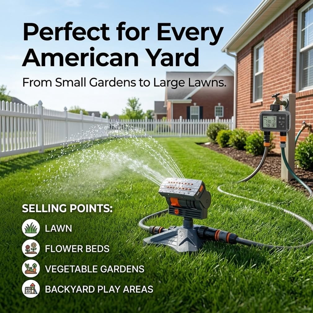2026 Upgraded 16-Nozzle Oscillating Sprinkler Activated Splash Pad for Lawn & Garden(Q)