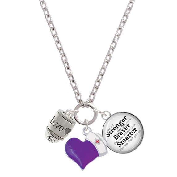 Delight Jewelry Silvertone Love Forever Spinner - Purple Heart Nurse Strong Zoe Necklace