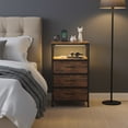 thumbnail image 3 of CONCETTA 3 Fabric Drawers Nightstand with Charging Station, USB/Type-C Ports, Adjustable Feet, Bedroom, Rust Brown, 3 of 8