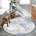 thumbnail image 3 of Round Area Rug 4ft, Vintage Boho Abstract Flower Non-Slip Non-Shedding Floor Mat, Retro Traditional Floral Pattern Washable Sturdy Carpet for Living Room Bedroom Home Decor, 3 of 9
