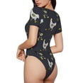 thumbnail image 3 of Daiia Cartoon Rooster print Women's Crew Neck Short Sleeve Bodysuit Fashion Tops Fit Casual Basic Extender Bodysuit-Small, 3 of 9