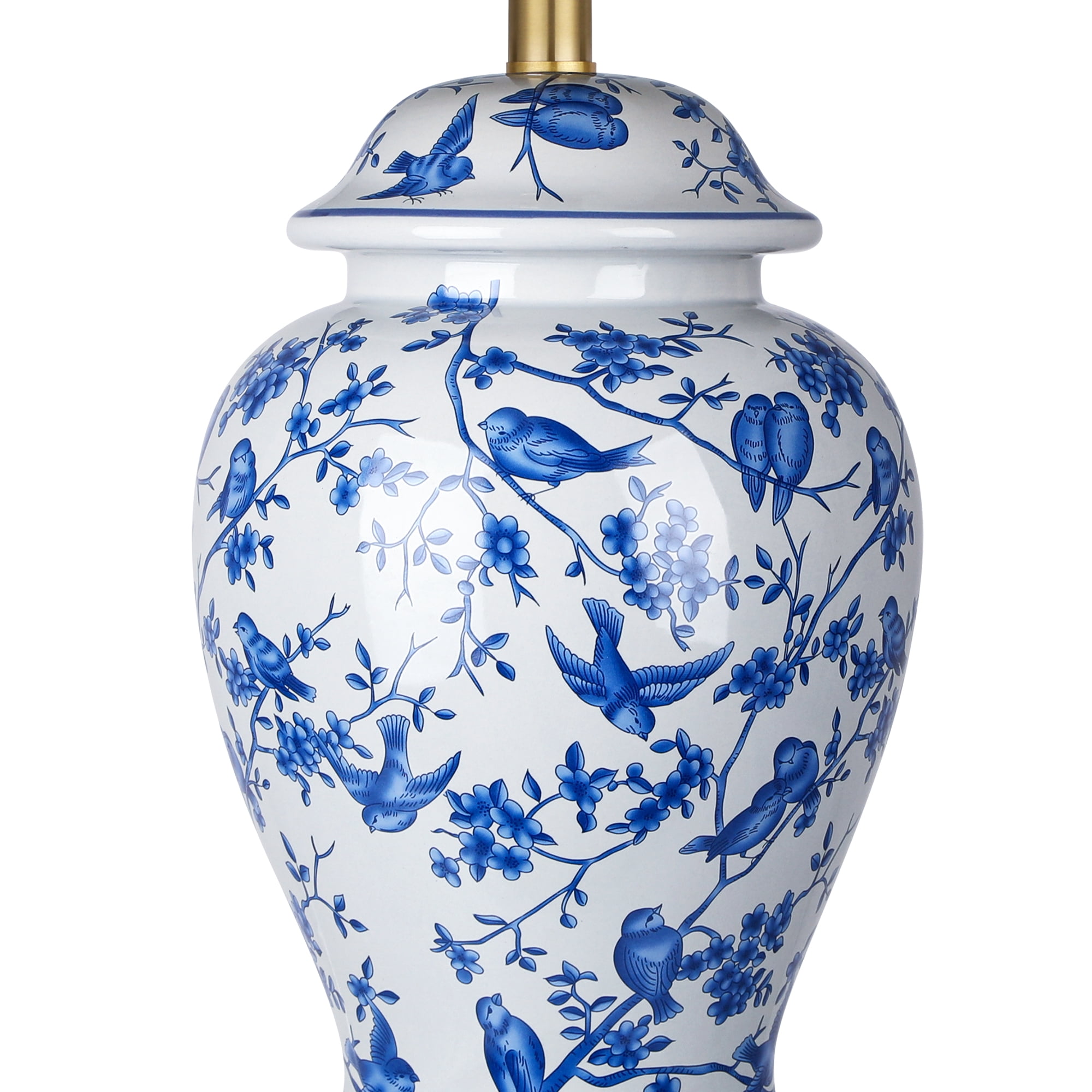 23.6'' Chinoiserie Ceramic Table Lamp Blue and White Porcelain Lamp for Nightstand