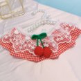 thumbnail image 6 of Dogs Cats Bandana, Fashionable Cute Cherry Flower Plaid Pattern Lace Design Scarf Collar Bibs Costume Accessary for Puppy Kitten, 6 of 8