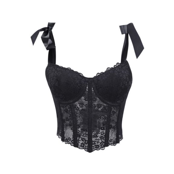 Lace Corset Tops for Women Bustier Crop Tank Lace Tie Straps Halloween Lingerie Camisole 2026