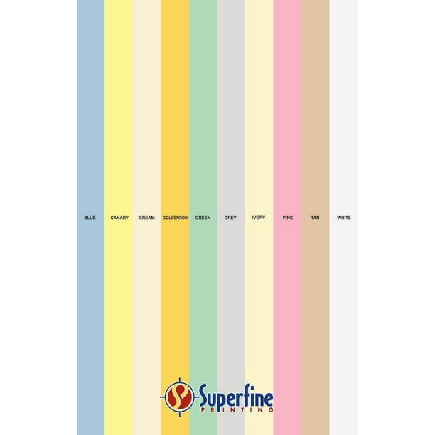 Pastel Color Paper 10 Assortment Colors of 25 Each, 20 Lb, 250 Sheets