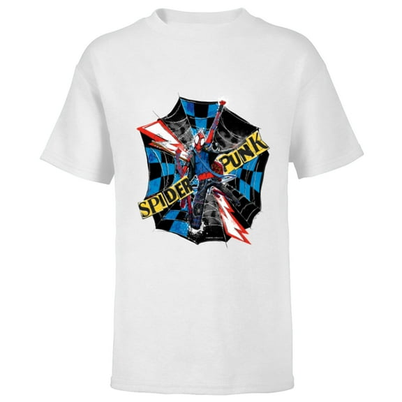 Marvel Spider-Man: Across the Spider-Verse Spider-Punk Web - Short Sleeve T-Shirt for Kids - Customized-White